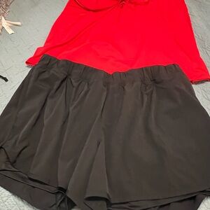Plus size LB Red swim Top and Black swim Shorts